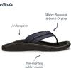 OLUKAI Hokua Men’s Beach Sandals, Quick-Dry Flip-Flop Slides, Water Resistant & Wet Grip Rubber Soles, Compression Molded Footbed & Soft Comfort Fit(Blue Depth/Black)