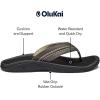 OLUKAI Hokua Men’s Beach Sandals, Quick-Dry Flip-Flop Slides, Water Resistant & Wet Grip Rubber Soles, Compression Molded Footbed & Soft Comfort Fit(Kona/Onyx)