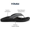 OLUKAI Hokua Men’s Beach Sandals, Quick-Dry Flip-Flop Slides, Water Resistant & Wet Grip Rubber Soles, Compression Molded Footbed & Soft Comfort Fit(Rock/Black)
