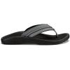 OLUKAI Hokua Men’s Beach Sandals, Quick-Dry Flip-Flop Slides, Water Resistant & Wet Grip Rubber Soles, Compression Molded Footbed & Soft Comfort Fit(Rock/Black)