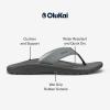 OLUKAI Ho’opio Hau Women’s Beach Sandals, Quick-Dry Flip-Flop Slides, Water Resistant Suede Lining & Wet Grip Soles, Soft Comfort Fit & Arch Support(Ash/Rock)
