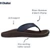 OLUKAI Ho’opio Hau Women’s Beach Sandals, Quick-Dry Flip-Flop Slides, Water Resistant Suede Lining & Wet Grip Soles, Soft Comfort Fit & Arch Support(Blue Depth/Espresso)