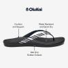 OLUKAI Ho’opio Hau Women’s Beach Sandals, Quick-Dry Flip-Flop Slides, Water Resistant Suede Lining & Wet Grip Soles, Soft Comfort Fit & Arch Support(Blue Depth/Stripe)