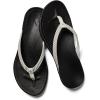 OLUKAI Ho’opio Hau Women’s Beach Sandals, Quick-Dry Flip-Flop Slides, Water Resistant Suede Lining & Wet Grip Soles, Soft Comfort Fit & Arch Support(Bone/Stripe)