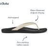 OLUKAI Ho’opio Hau Women’s Beach Sandals, Quick-Dry Flip-Flop Slides, Water Resistant Suede Lining & Wet Grip Soles, Soft Comfort Fit & Arch Support(Bone/Stripe)