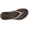 OLUKAI Ho’opio Hau Women’s Beach Sandals, Quick-Dry Flip-Flop Slides, Water Resistant Suede Lining & Wet Grip Soles, Soft Comfort Fit & Arch Support(Bubbly/Dk Java)