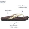 OLUKAI Ho’opio Hau Women’s Beach Sandals, Quick-Dry Flip-Flop Slides, Water Resistant Suede Lining & Wet Grip Soles, Soft Comfort Fit & Arch Support(Clay/Stripe)