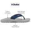 OLUKAI Ho’opio Hau Women’s Beach Sandals, Quick-Dry Flip-Flop Slides, Water Resistant Suede Lining & Wet Grip Soles, Soft Comfort Fit & Arch Support(Coastal Blue/Ash)