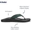 OLUKAI Ho’opio Hau Women’s Beach Sandals, Quick-Dry Flip-Flop Slides, Water Resistant Suede Lining & Wet Grip Soles, Soft Comfort Fit & Arch Support(Deep Green/Dark Shadow)