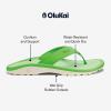 OLUKAI Ho’opio Hau Women’s Beach Sandals, Quick-Dry Flip-Flop Slides, Water Resistant Suede Lining & Wet Grip Soles, Soft Comfort Fit & Arch Support(Frog/Frog)