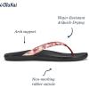 OLUKAI Ho’opio Hau Women’s Beach Sandals, Quick-Dry Flip-Flop Slides, Water Resistant Suede Lining & Wet Grip Soles, Soft Comfort Fit & Arch Support(Passion Flower/Lehua)