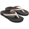 OLUKAI Ho’opio Hau Women’s Beach Sandals, Quick-Dry Flip-Flop Slides, Water Resistant Suede Lining & Wet Grip Soles, Soft Comfort Fit & Arch Support(Petal Pink Metallic/Black)