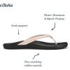 OLUKAI Ho’opio Hau Women’s Beach Sandals, Quick-Dry Flip-Flop Slides, Water Resistant Suede Lining & Wet Grip Soles, Soft Comfort Fit & Arch Support(Petal Pink Metallic/Black)
