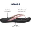 OLUKAI Ho’opio Hau Women’s Beach Sandals, Quick-Dry Flip-Flop Slides, Water Resistant Suede Lining & Wet Grip Soles, Soft Comfort Fit & Arch Support(Pink Clay/Stripe)