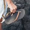 OLUKAI Ho’opio Hau Women’s Beach Sandals, Quick-Dry Flip-Flop Slides, Water Resistant Suede Lining & Wet Grip Soles, Soft Comfort Fit & Arch Support(Sahara/Dk Java)