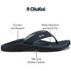 OLUKAI Ho’opio Hau Women’s Beach Sandals, Quick-Dry Flip-Flop Slides, Water Resistant Suede Lining & Wet Grip Soles, Soft Comfort Fit & Arch Support(Trench Blue/Tren)