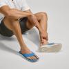OLUKAI Ho’opio Hau Women’s Beach Sandals, Quick-Dry Flip-Flop Slides, Water Resistant Suede Lining & Wet Grip Soles, Soft Comfort Fit & Arch Support(Tropic Blue/Tropic Blue)