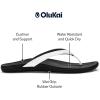 OLUKAI Ho’opio Hau Women’s Beach Sandals, Quick-Dry Flip-Flop Slides, Water Resistant Suede Lining & Wet Grip Soles, Soft Comfort Fit & Arch Support(White/Onyx)