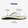 OLUKAI Ho’opio Hau Women’s Beach Sandals, Quick-Dry Flip-Flop Slides, Water Resistant Suede Lining & Wet Grip Soles, Soft Comfort Fit & Arch Support(White Sand/Deepest Depths)