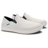 OLUKAI Moku Slip-On Men’s Boat Shoes, Enhanced Grip & Traction, Lightweight & Breathable Mesh, Comfort Fit & All-Day Wear(White Sand/Trench Blue)