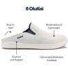 OLUKAI Moku Slip-On Men’s Boat Shoes, Enhanced Grip & Traction, Lightweight & Breathable Mesh, Comfort Fit & All-Day Wear(White Sand/Trench Blue)