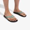 OLUKAI Ohana Men’s Beach Sandals, Water Resistant Flip Flops, Arch Support & Comfort Fit, Lightweight & Durable, Enhanced Grip & Traction, Seagreen/Black, 11