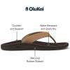 OLUKAI Ohana Women’s Beach Sandals, Water Resistant Flip Flops, Arch Support & Comfort Fit, Lightweight & Durable, Enhanced Grip & Traction(Almond/Dark Java)