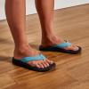 OLUKAI Ohana Women’s Beach Sandals, Water Resistant Flip Flops, Arch Support & Comfort Fit, Lightweight & Durable, Enhanced Grip & Traction(Blue Mist/Black)