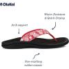 OLUKAI Ohana Women’s Beach Sandals, Water Resistant Flip Flops, Arch Support & Comfort Fit, Lightweight & Durable, Enhanced Grip & Traction(Lehua Flower/Onyx)