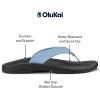 OLUKAI Ohana Women’s Beach Sandals, Water Resistant Flip Flops, Arch Support & Comfort Fit, Lightweight & Durable, Enhanced Grip & Traction(Ocean Fog/Black)