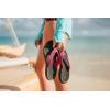 OLUKAI Ohana Women’s Beach Sandals, Water Resistant Flip Flops, Arch Support & Comfort Fit, Lightweight & Durable, Enhanced Grip & Traction(Orchid Flower/Black)