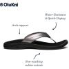 OLUKAI Ohana Women’s Beach Sandals, Water Resistant Flip Flops, Arch Support & Comfort Fit, Lightweight & Durable, Enhanced Grip & Traction(Pewter/Black)