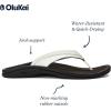 OLUKAI Ohana Women’s Beach Sandals, Water Resistant Flip Flops, Arch Support & Comfort Fit, Lightweight & Durable, Enhanced Grip & Traction(White/Black)