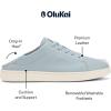OLUKAI Pehuea Li ‘ILI Women’s Everyday Leather Sneakers, Casual & Versatile Shoes with Drop-in Heel, Soft & Premium Materials, All-Day Comfort & Support(Blue Pearl/Blue Pearl)