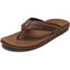 OLUKAI Hiapo Men’s Leather Beach Sandal, Crafted Materials, Lightweight & Durable, All-Day Comfort & Support(Dark Java/Toffee)