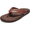 OLUKAI Hiapo Men’s Leather Beach Sandal, Crafted Materials, Lightweight & Durable, All-Day Comfort & Support(Rum/Dark Wood)