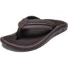 OLUKAI Hokua Men’s Beach Sandals, Quick-Dry Flip-Flop Slides, Water Resistant & Wet Grip Rubber Soles, Compression Molded Footbed & Soft Comfort Fit(Dark Wood/Dark Wood)