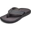 OLUKAI Hokua Men’s Beach Sandals, Quick-Dry Flip-Flop Slides, Water Resistant & Wet Grip Rubber Soles, Compression Molded Footbed & Soft Comfort Fit(Pavement/Pavement)