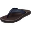 OLUKAI Ho’opio Hau Women’s Beach Sandals, Quick-Dry Flip-Flop Slides, Water Resistant Suede Lining & Wet Grip Soles, Soft Comfort Fit & Arch Support(Blue Depth/Espresso)