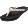 OLUKAI Ho’opio Hau Women’s Beach Sandals, Quick-Dry Flip-Flop Slides, Water Resistant Suede Lining & Wet Grip Soles, Soft Comfort Fit & Arch Support(Bone/Stripe)