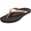 OLUKAI Ho’opio Hau Women’s Beach Sandals, Quick-Dry Flip-Flop Slides, Water Resistant Suede Lining & Wet Grip Soles, Soft Comfort Fit & Arch Support(Bubbly/Dk Java)