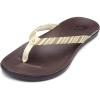 OLUKAI Ho’opio Hau Women’s Beach Sandals, Quick-Dry Flip-Flop Slides, Water Resistant Suede Lining & Wet Grip Soles, Soft Comfort Fit & Arch Support(Clay/Stripe)