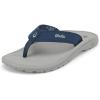 OLUKAI Ho’opio Hau Women’s Beach Sandals, Quick-Dry Flip-Flop Slides, Water Resistant Suede Lining & Wet Grip Soles, Soft Comfort Fit & Arch Support(Coastal Blue/Ash)