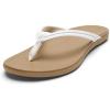 OLUKAI Ho’opio Malua Women’s Water Friendly Sandals, Flip Flops for Beach & Everyday, Arch Support & Comfort Fit(Bright White/Warm Sand)