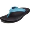 OLUKAI Ohana Women’s Beach Sandals, Water Resistant Flip Flops, Arch Support & Comfort Fit, Lightweight & Durable, Enhanced Grip & Traction(Blue Mist/Black)