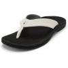 OLUKAI Ohana Women’s Beach Sandals, Water Resistant Flip Flops, Arch Support & Comfort Fit, Lightweight & Durable, Enhanced Grip & Traction(Bright White/Black)