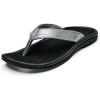 OLUKAI Ohana Women’s Beach Sandals, Water Resistant Flip Flops, Arch Support & Comfort Fit, Lightweight & Durable, Enhanced Grip & Traction(Pewter/Black)