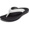 OLUKAI Ohana Women’s Beach Sandals, Water Resistant Flip Flops, Arch Support & Comfort Fit, Lightweight & Durable, Enhanced Grip & Traction(White/Black)