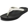 OLUKAI Uiki Women’s Beach Sandal, Quick-Dry Flip-Flop Slides, Water Resistant, Wet Grip Soles & Compression Molded Footbed(Bright White/Lava Rock)