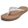 OLUKAI Uiki Women’s Beach Sandal, Quick-Dry Flip-Flop Slides, Water Resistant, Wet Grip Soles & Compression Molded Footbed(White Sand/Almond)